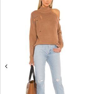 Lover and friend Arlington distressed tan turtleneck sweater sz small